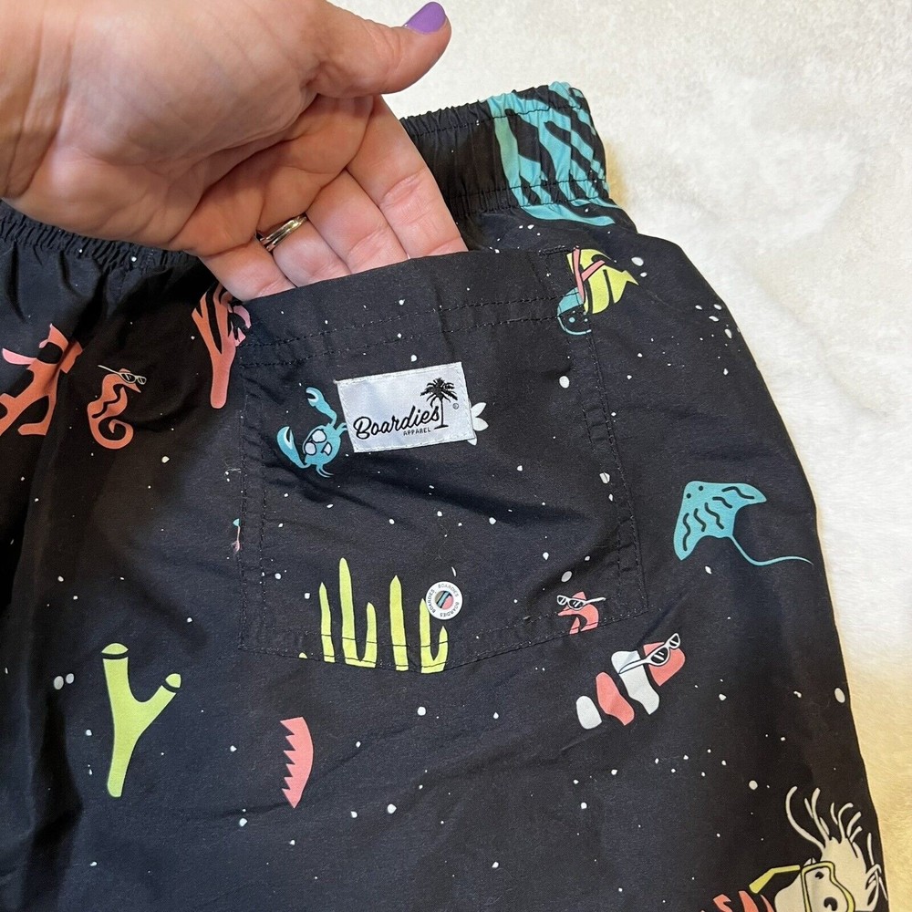 Boardies Black Ocean Print Swim Trunks Men’s S Lined 5.5 Inch Inseam - Picture 8 of 13